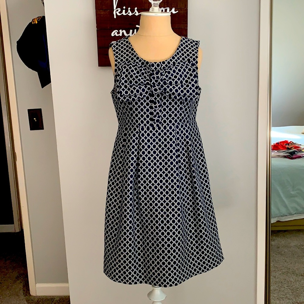 Dress Navy blue with a big bow & pleats in front